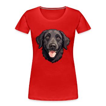 Curly Coated Retriever Dog Breed Watercolor Cartoo - Women's Premium Organic T-Shirt - red - Front - Mia (176cm)