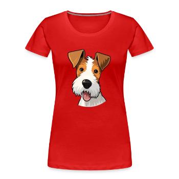 Draht Foxterrier Hunderasse Aquarell Karikatur Kawa - Frauen Premium Bio T-Shirt - Rot - Vorne - Mia (176cm)