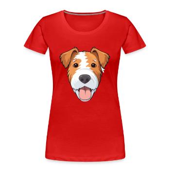 Draht Foxterrier Hunderasse Aquarell Karikatur Kawa - Frauen Premium Bio T-Shirt - Rot - Vorne - Mia (176cm)