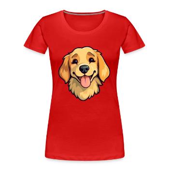 Golden Retriever Dog Breed Watercolor Cartoon Kawa - Women's Premium Organic T-Shirt - red - Front - Mia (176cm)