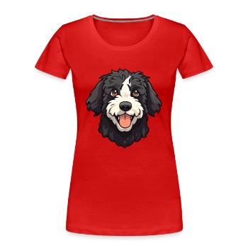 Portugiesischer Wasserhund Rasse Aquarell Cartoon Kawa - Frauen Premium Bio T-Shirt - Rot - Vorne - Mia (176cm)