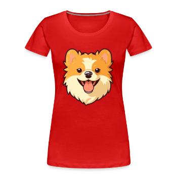 Pommersche Hunderasse Aquarell Karikatur Kawaii Cli - Frauen Premium Bio T-Shirt - Rot - Vorne - Mia (176cm)