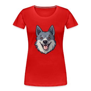 Norwegian Elkhound Dog Breed Watercolor Cartoon Ka - Women's Premium Organic T-Shirt - red - Front - Mia (176cm)