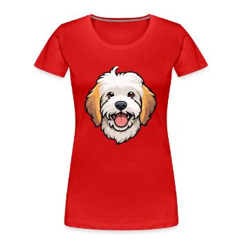 Havaneser Hund Rasse Aquarell Karikatur Kawaii Clipa - Frauen Premium Bio T-Shirt - Rot - Vorne - Mia (176cm)