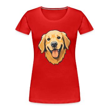 Golden Retriever Dog Breed Watercolor Cartoon Kawa - Women's Premium Organic T-Shirt - red - Front - Mia (176cm)