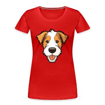 Draht Foxterrier Hunderasse Aquarell Karikatur Kawa - Frauen Premium Bio T-Shirt - Rot - Vorne - Mia (176cm)