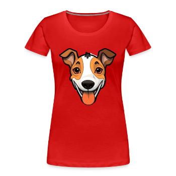 Glatte Foxterrier-Hunderasse Aquarell-Karikatur Ka - Frauen Premium Bio T-Shirt - Rot - Vorne - Mia (176cm)
