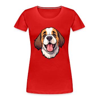 Bernhardiner Hunderasse Aquarell Karikatur Kawaii Cli - Frauen Premium Bio T-Shirt - Rot - Vorne - Mia (176cm)