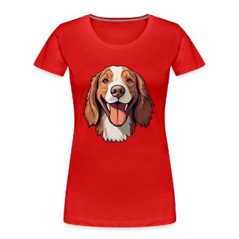 Welsh Springer Spaniel Dog Breed Watercolor Cartoo - Women's Premium Organic T-Shirt - red - Front - Mia (176cm)