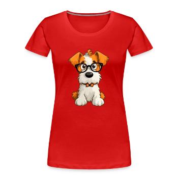 Draht Foxterrier Hunderasse Aquarell Karikatur Kawa - Frauen Premium Bio T-Shirt - Rot - Vorne - Mia (176cm)