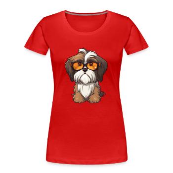 Havaneser Hund Rasse Aquarell Cartoon Kawaii Glas - Frauen Premium Bio T-Shirt - Rot - Vorne - Mia (176cm)