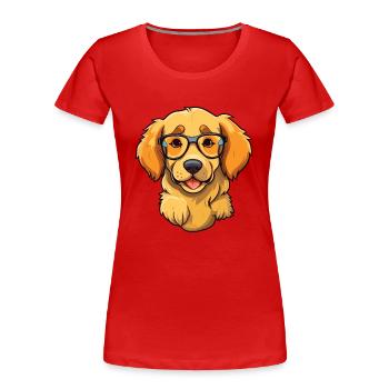 Golden Retriever Dog Breed Watercolor Cartoon Kawa - Women's Premium Organic T-Shirt - red - Front - Mia (176cm)