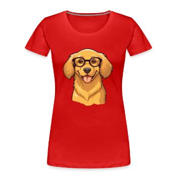 Golden Retriever Hunderasse Aquarell Karikatur Kawa - Frauen Premium Bio T-Shirt - Rot - Vorne - Mia (176cm)