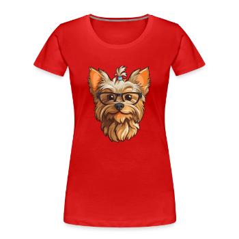 Yorkshire Terrier Hunderasse Aquarell Karikatur Kaw - Frauen Premium Bio T-Shirt - Rot - Vorne - Mia (176cm)