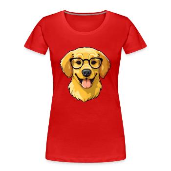 Golden Retriever Dog Breed Watercolor Cartoon Kawa - Women's Premium Organic T-Shirt - red - Front - Mia (176cm)