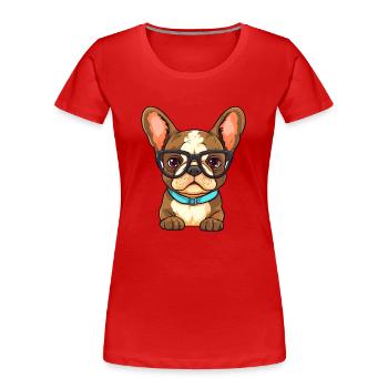 Französische Bulldogge Hunderasse Aquarell Karikatur Kawaii - Frauen Premium Bio T-Shirt - Rot - Vorne - Mia (176cm)