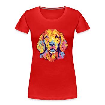 Golden Retriever Dog Breed Watercolor Cartoon Kawa - Women's Premium Organic T-Shirt - red - Front - Mia (176cm)