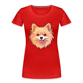 Pommersche Hunderasse Aquarell Karikatur Kawaii Col - Frauen Premium Bio T-Shirt - Rot - Vorne - Mia (176cm)
