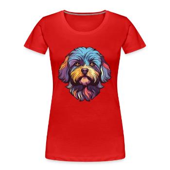Shih-Poo Hunderasse Aquarell Karikatur Kawaii Farbe - Frauen Premium Bio T-Shirt - Rot - Vorne - Mia (176cm)