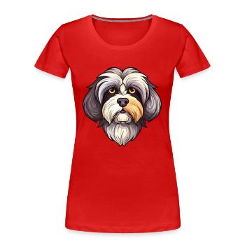 Havaneser Hund Rasse Aquarell Karikatur Kawaii Farbe - Frauen Premium Bio T-Shirt - Rot - Vorne - Mia (176cm)