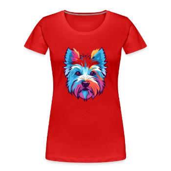 West Highland White Terrier Hunderasse Aquarell C - Frauen Premium Bio T-Shirt - Rot - Vorne - Mia (176cm)