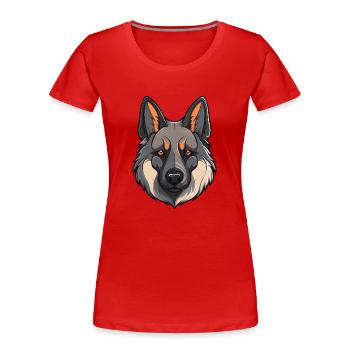 Norwegischer Elchhund Hunderasse Aquarell Karikatur Ka - Frauen Premium Bio T-Shirt - Rot - Vorne - Mia (176cm)