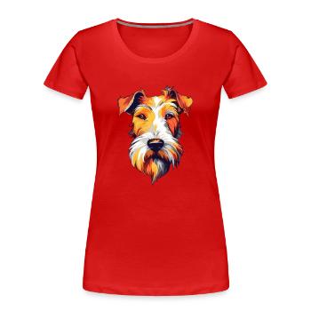 Draht Foxterrier Hunderasse Aquarell Karikatur Kawa - Frauen Premium Bio T-Shirt - Rot - Vorne - Mia (176cm)