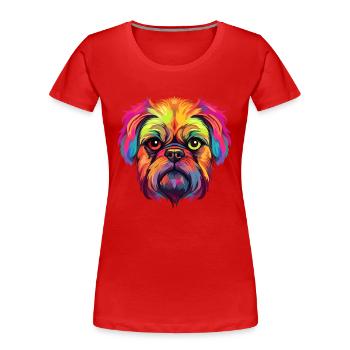 Griffon Bruxellois Hunderasse Aquarell Karikatur Ka - Frauen Premium Bio T-Shirt - Rot - Vorne - Mia (176cm)