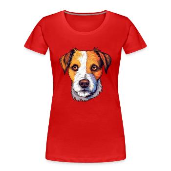 Parson Russell Terrier Dog Breed Watercolor Cartoo - Women's Premium Organic T-Shirt - red - Front - Mia (176cm)