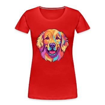 Golden Retriever Dog Breed Watercolor Cartoon Kawa - Women's Premium Organic T-Shirt - red - Front - Mia (176cm)