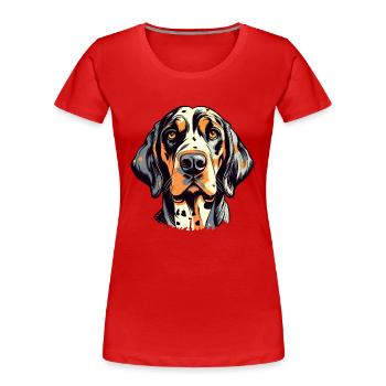 American Leopard Hound Dog Breed Watercolor Cartoo - Women's Premium Organic T-Shirt - red - Front - Mia (176cm)