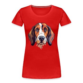Treeing Walker Coonhound Hunderasse Aquarellwagen - Frauen Premium Bio T-Shirt - Rot - Vorne - Mia (176cm)