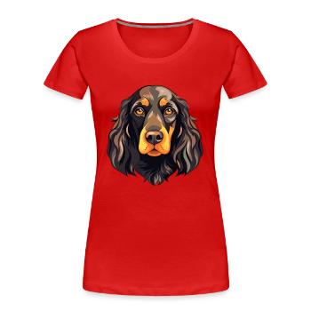 American Water Spaniel Dog Breed Watercolor Cartoo - Women's Premium Organic T-Shirt - red - Front - Mia (176cm)