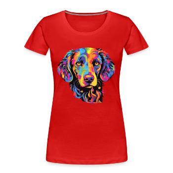 Curly Coated Retriever Dog Breed Watercolor Cartoo - Women's Premium Organic T-Shirt - red - Front - Mia (176cm)