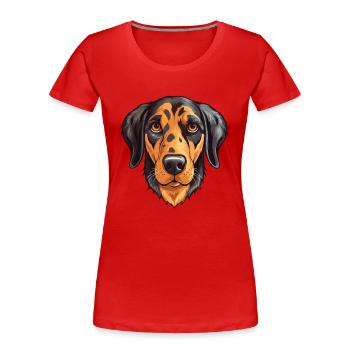 American Leopard Hound Dog Breed Watercolor Cartoo - Women's Premium Organic T-Shirt - red - Front - Mia (176cm)