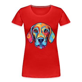 Pulik Hunderasse Aquarell Karikatur Kawaii Bunt - Frauen Premium Bio T-Shirt - Rot - Vorne - Mia (176cm)