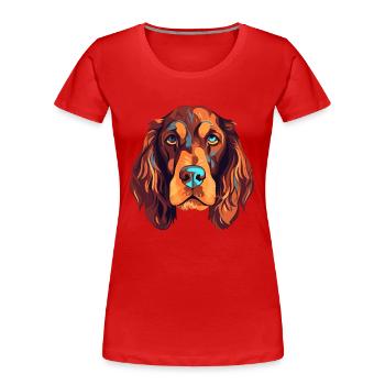 American Water Spaniel Dog Breed Watercolor Cartoo - Women's Premium Organic T-Shirt - red - Front - Mia (176cm)