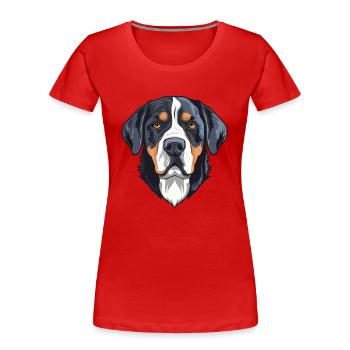 Greater Swiss Mountain Dog Breed Watercolor Cartoo - Women's Premium Organic T-Shirt - red - Front - Mia (176cm)