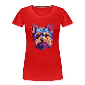 YORKIES Hunderasse Aquarell Karikatur Kawaii Colorf - Frauen Premium Bio T-Shirt - Rot - Vorne - Mia (176cm)