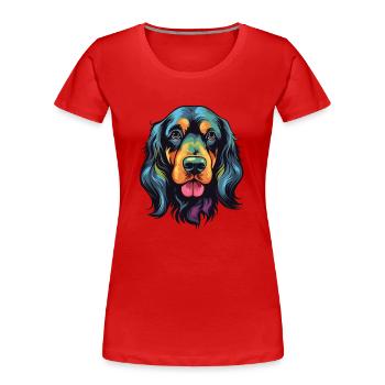 Gordon Setter Hunderasse Aquarell Karikatur Kawaii - Frauen Premium Bio T-Shirt - Rot - Vorne - Mia (176cm)