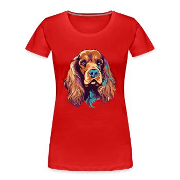 English Cocker Spaniel Dog Breed Watercolor Cartoo - Women's Premium Organic T-Shirt - red - Front - Mia (176cm)