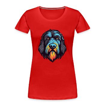Schwarzer Russischer Terrier Hund Rasse Aquarell Karikatur - Frauen Premium Bio T-Shirt - Rot - Vorne - Mia (176cm)