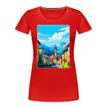 Bozen Italien Vintage Reiseplakat WPA Souvenir - Frauen Premium Bio T-Shirt - Rot - Vorne - Mia (176cm)