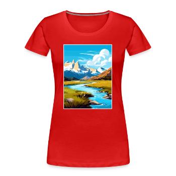 Torres Del Paine Vintage Travel Poster Souvenir - Women's Premium Organic T-Shirt - red - Front - Mia (176cm)