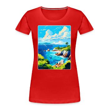 Paklinski Inseln Kroatien Vintage Reiseposter - Frauen Premium Bio T-Shirt - Rot - Vorne - Mia (176cm)