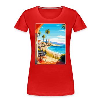 Costa Del Sol Spanien Vintage Reiseplakat Souvenir - Frauen Premium Bio T-Shirt - Rot - Vorne - Mia (176cm)
