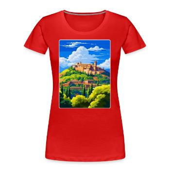 Alhambra Espagne Affiche de voyage vintage Souvenir WPA - T-shirt bio Premium Femme - rouge - Devant - Mia (176cm)