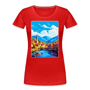 Sarajevo Bosnie-Herzégovine Affiche de voyage vintage - T-shirt bio Premium Femme - rouge - Devant - Mia (176cm)