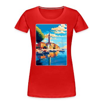 Umag Kroatien Vintage Reiseplakat WPA Souvenir - Frauen Premium Bio T-Shirt - Rot - Vorne - Mia (176cm)