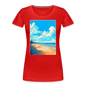 Affiche de voyage de Scheveningen Beach Netherlands WPA - T-shirt bio Premium Femme - rouge - Devant - Mia (176cm)